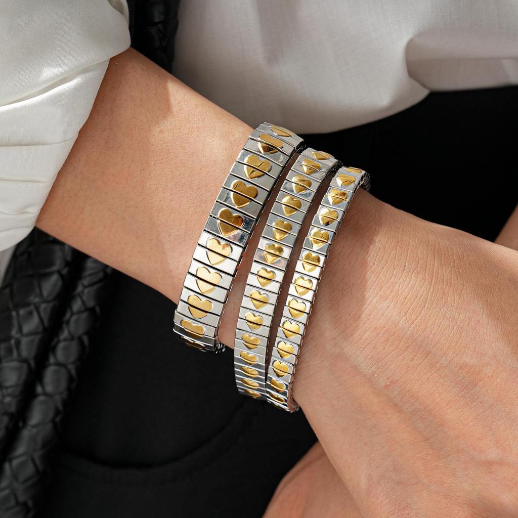 Edelstahl Herz Patchwork Armband - Schlichtes, Vielseitiges, Modisches Design