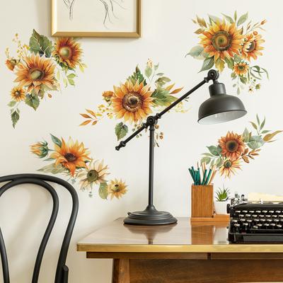 Kleine frische Sonnenblume Schlafzimmer Arbeitszimmer Schrank Hintergrund Verschönernde Wandaufkleber Selbstklebend