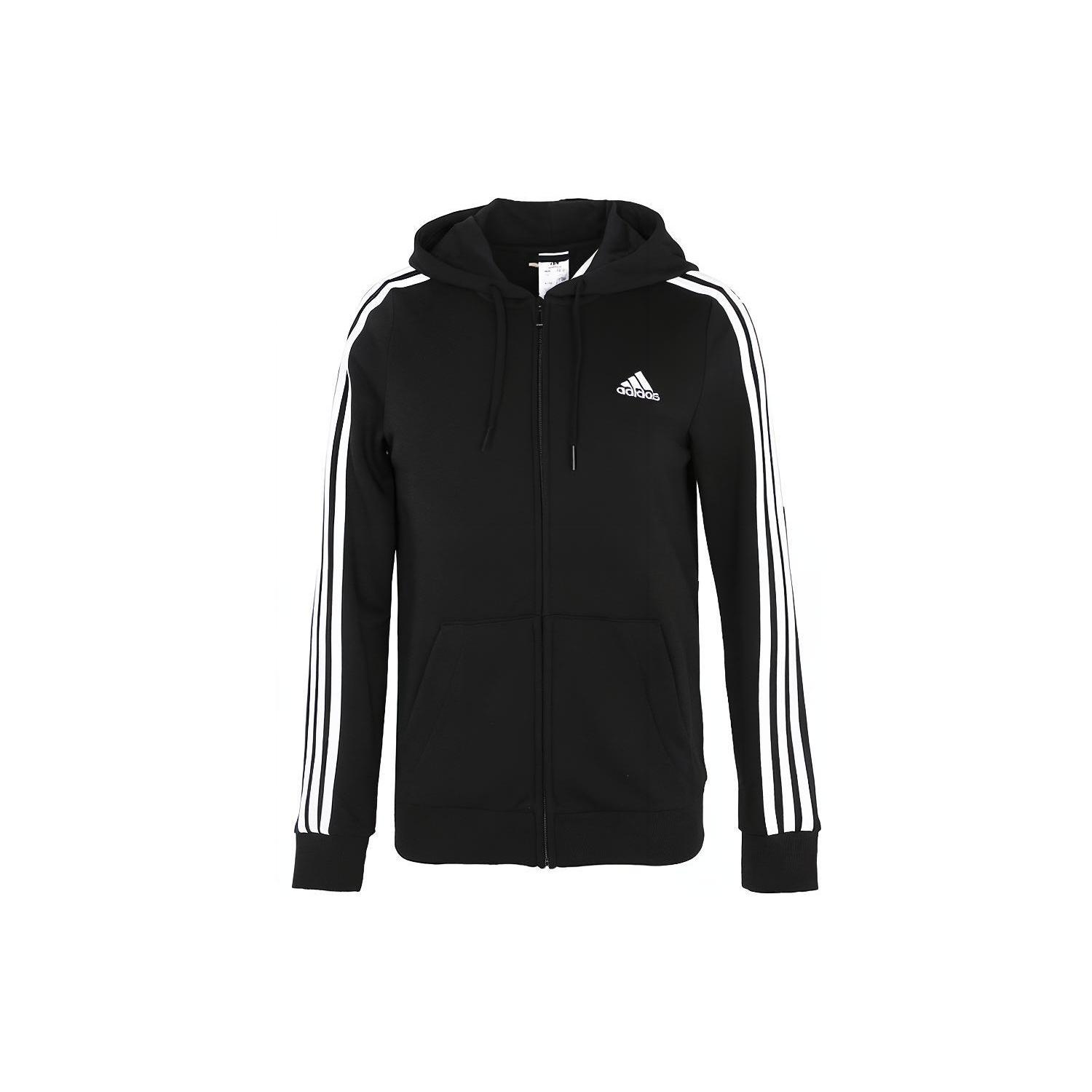 (WMNS) adidas Contrasting Colors Stripe Sports Hooded Jacket Autumn Black Women s GL0792 XXL