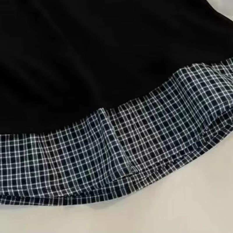 Vintage Lapel T-shirt Fake Two-piece Short-sleeved Tees Fashionable College Style Polo Collar Uniform T-shirt Patchwork Slim