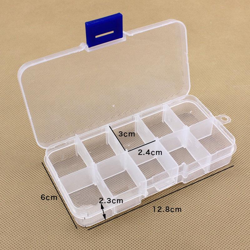 Transparent Storage Container Jewelry Box Clear Plastic Organizer Box Earring Storage Organizer Display Case for Beads 10 Grids