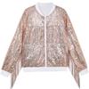 Giacca da Donna Oversize con Frange di Paillettes Manica Lunga Zip-Up Casual Streetwear Blazer da Festa