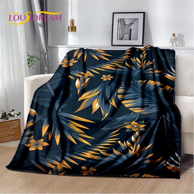 Plantain Leaf Tropical Plant Leaf Soft Plush Blanket,Flannel Blanket Throw Blanket for Living Room Bedroom Bed Sofa Picnic Cover