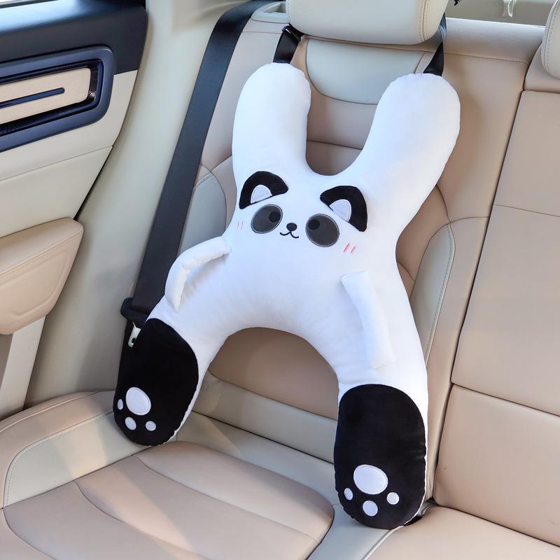 Kids Car Neck Pillow with Seat Belt Safety Sleep Aid Prevent Leaning Head Back Seat Sleeping Comfort During Long Distance Travel