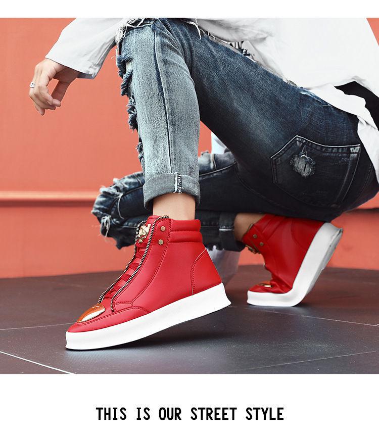 2025 Autumn/Winter Men's High-Top Martin Boots Leather Sneakers Korean Style Casual Street Dance Trend