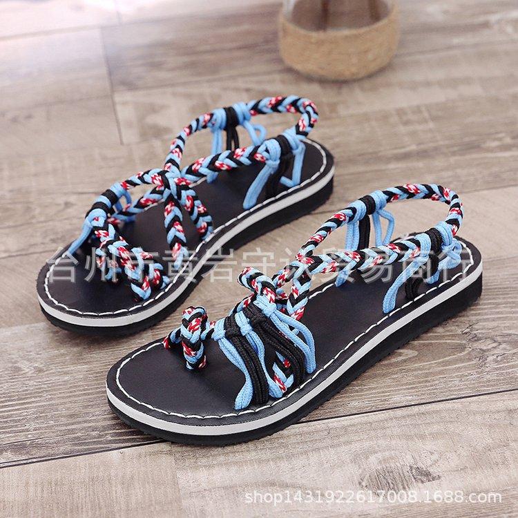 

Large size summer beach sandals women s toe knot flat slippers women 44