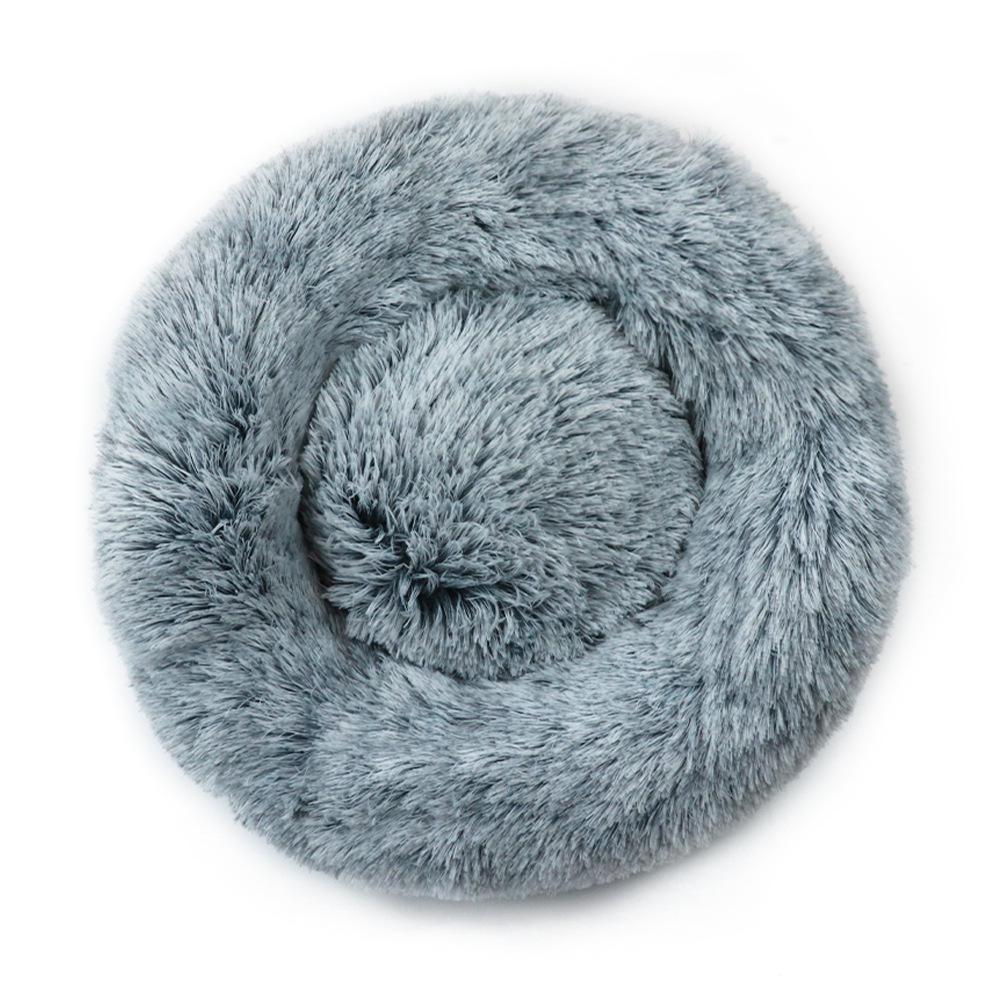 Washable Round Plush Pet Bed - Winter Warm Cat & Dog Mat, 28