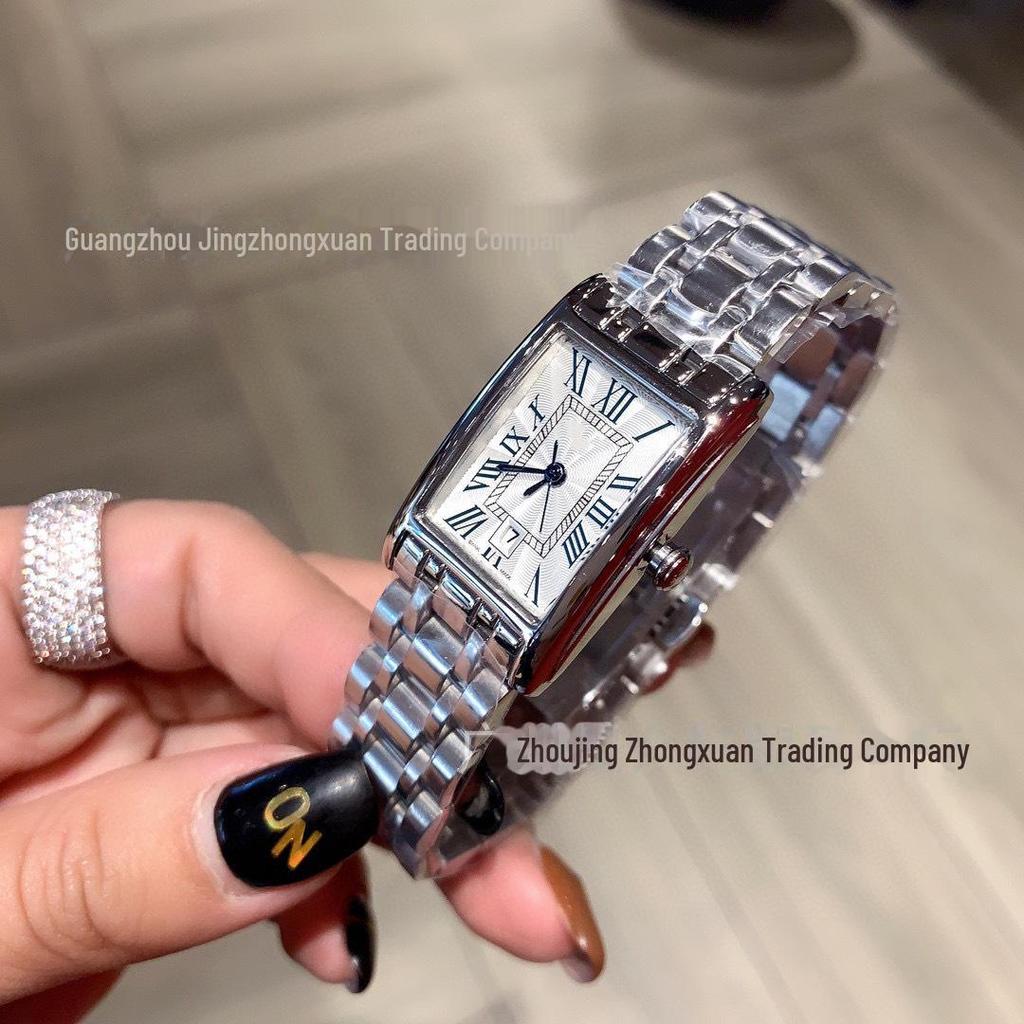 Elegancki damski zegarek kwarcowy Zhuo Wei Na Square - Super Fairy Style, wykwintna konstrukcja ze stali z dwoma igłami od Danny'ego Road'a