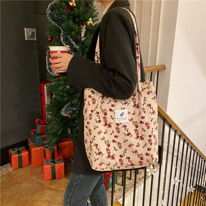 

Bag version corduroy four-in-one buckle women s bag large-capacity literary shoulder bag student shopping bag women