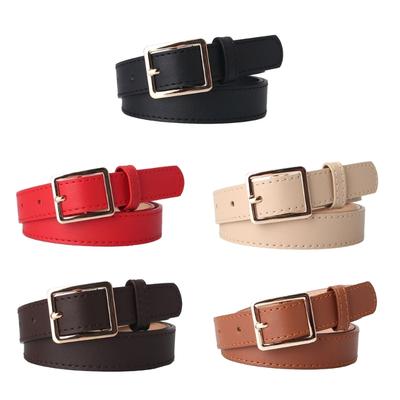 Adult Waist Belt with Square Shape Buckle Light Luxurious Personality PU-leather Waist Belts for Women Coat Dress
