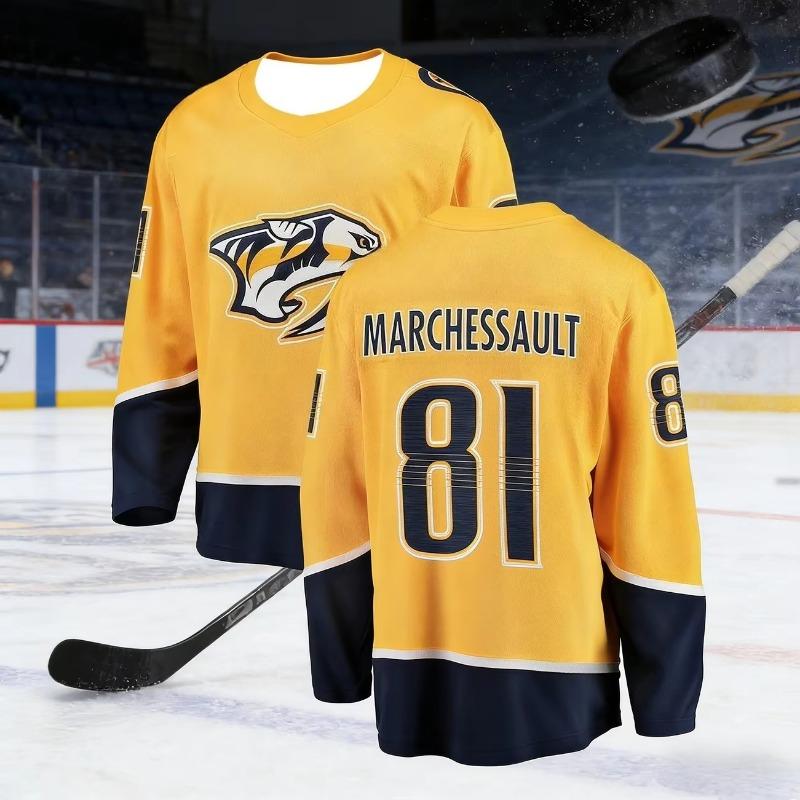 2026 Men's Ice Hockey Jersey 3D Printed Animal Logo Moisture-Wicking Quick-Drying Gold Color Long-Sleeved T-Shirt Kids