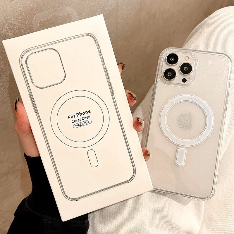 

Роскошный магнитный чехол для беспроводной зарядки для iPhone 15 14 13 12 11 Pro Max Plus Магнитный прозрачный чехол-бампер