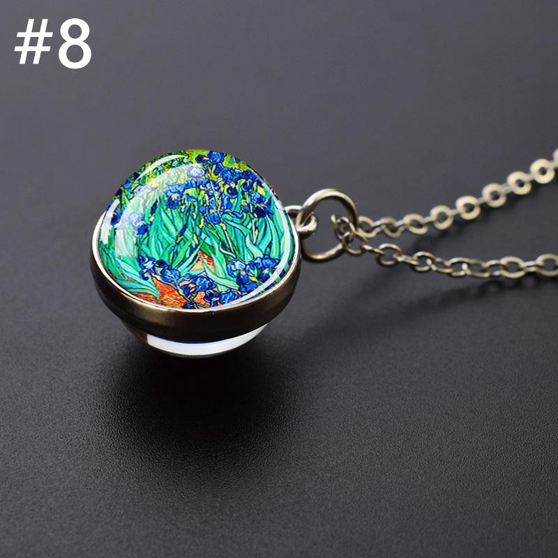 

Ожерелье с подвеской в ​​виде масляной живописи Ван Гога, креативная художественная картина маслом, стеклянный хрустальный шар, подвеска, подвесное ожерелье, подарок для женщин и девочек