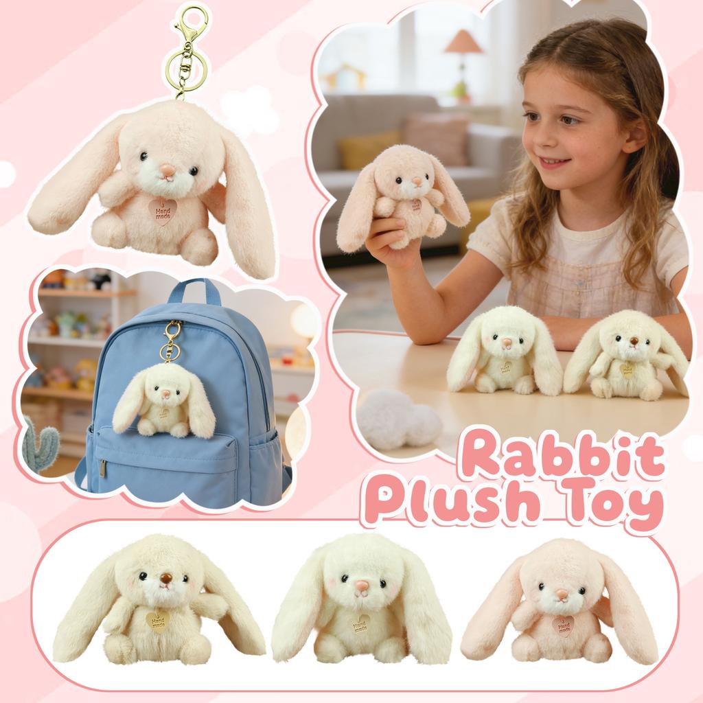 Handmade Plush Stuffed Animal Bunny Soft Toy Cute Cartoon Character Plushie for Kids Toddlers and Collectors Suitable for Home Decoration and Gift