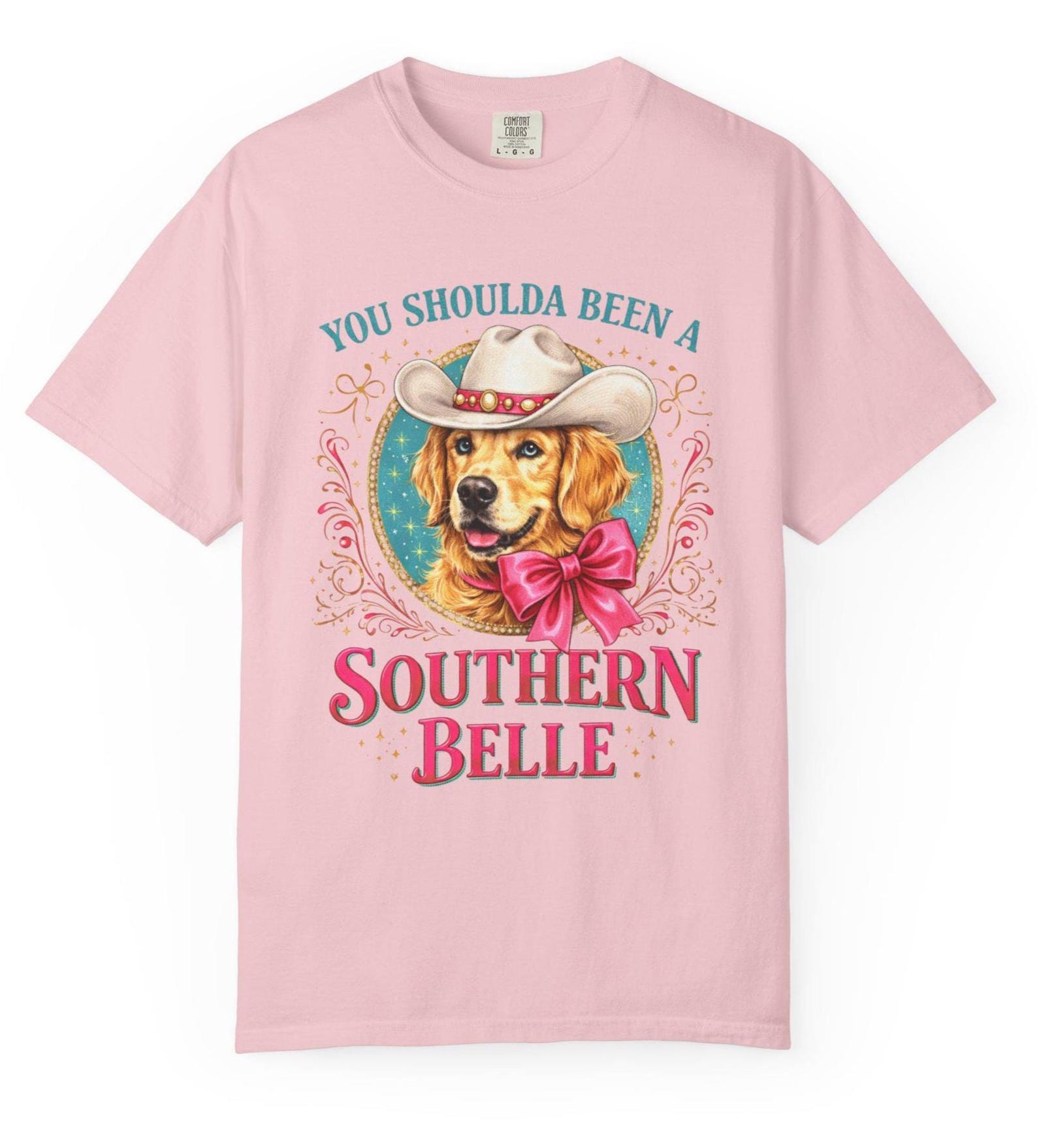 You Shoulda Been a Southern Belle t-shirt | Golden Retriever in Cowboy Hat 4XL