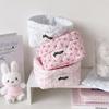 Quilted Fabric Desktop Storage Basket Large Capacity Fabric Storage Bin  Cosmetics