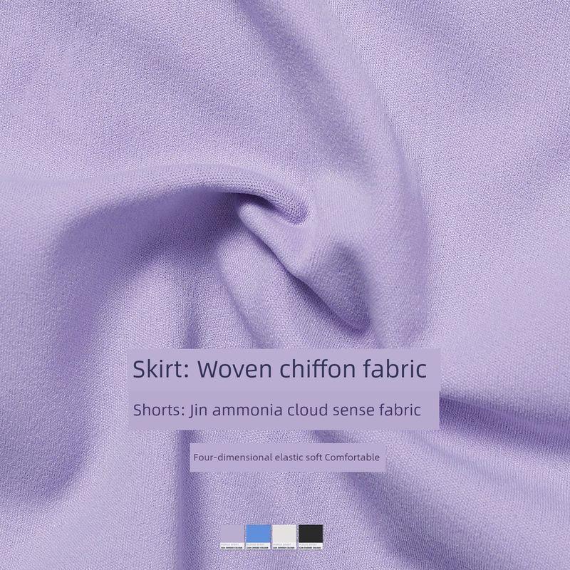 New Arrival Casual Pleated Sports Skirt Women's Fake Two-Piece Quick-Drying Tennis Culottes Fashion Tape Fitness Pantskirt with Pockets