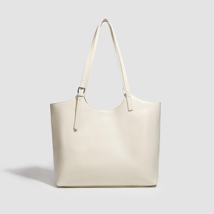 Simple Oil Wax Leather Shoulder Bag Large Capacity Tote Bag Fashion Daily Commuting Versatile Casual Shoulder Bag Women