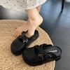 Thick bottom inner height increase girls summer new retro half bag head sandals wear retro bag head slippers women
