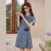 Bailuyu Tencel Blend Denim Faux Two-Piece Dress