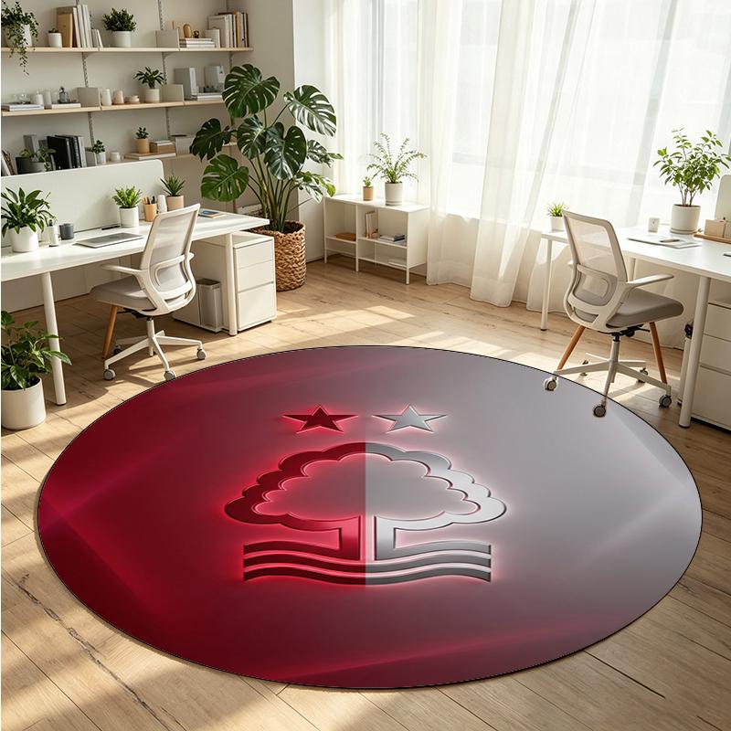 Nottingham Forest Football Printed Round Crystal Velvet Rug Soft Non Slip Floor Carpet For Bedroom Holiday Gift