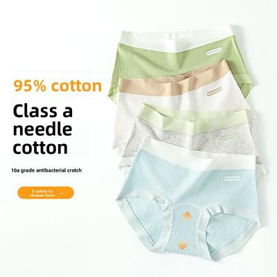 Women's Spring and Autumn Pure Cotton Non Trace 10A Antibacterial Extended Crotch Underwear