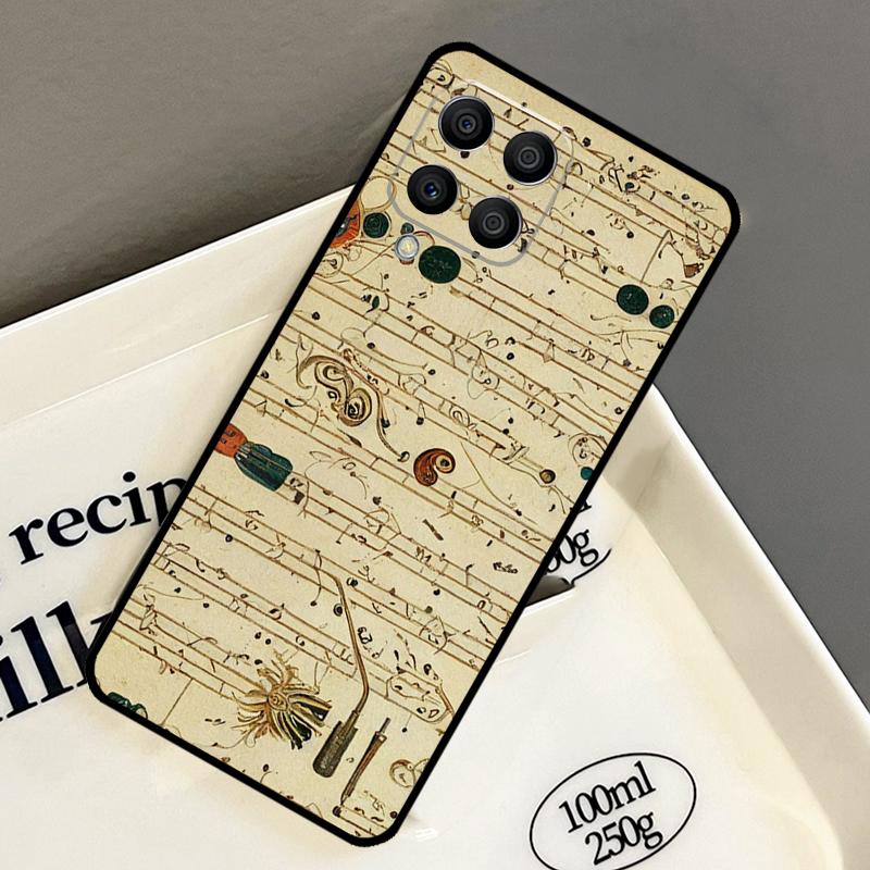 Music Score Musical Notes Case For Samsung Galaxy M32 M12 M52 M15 M35 M55 M31 M56 M36 M16 M06 M13 M33 M53 M14 M34 M54