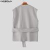 INCERUN Men Sleeveless Belt Waist Casual Loose Waistcoat Vest Suit Blazer