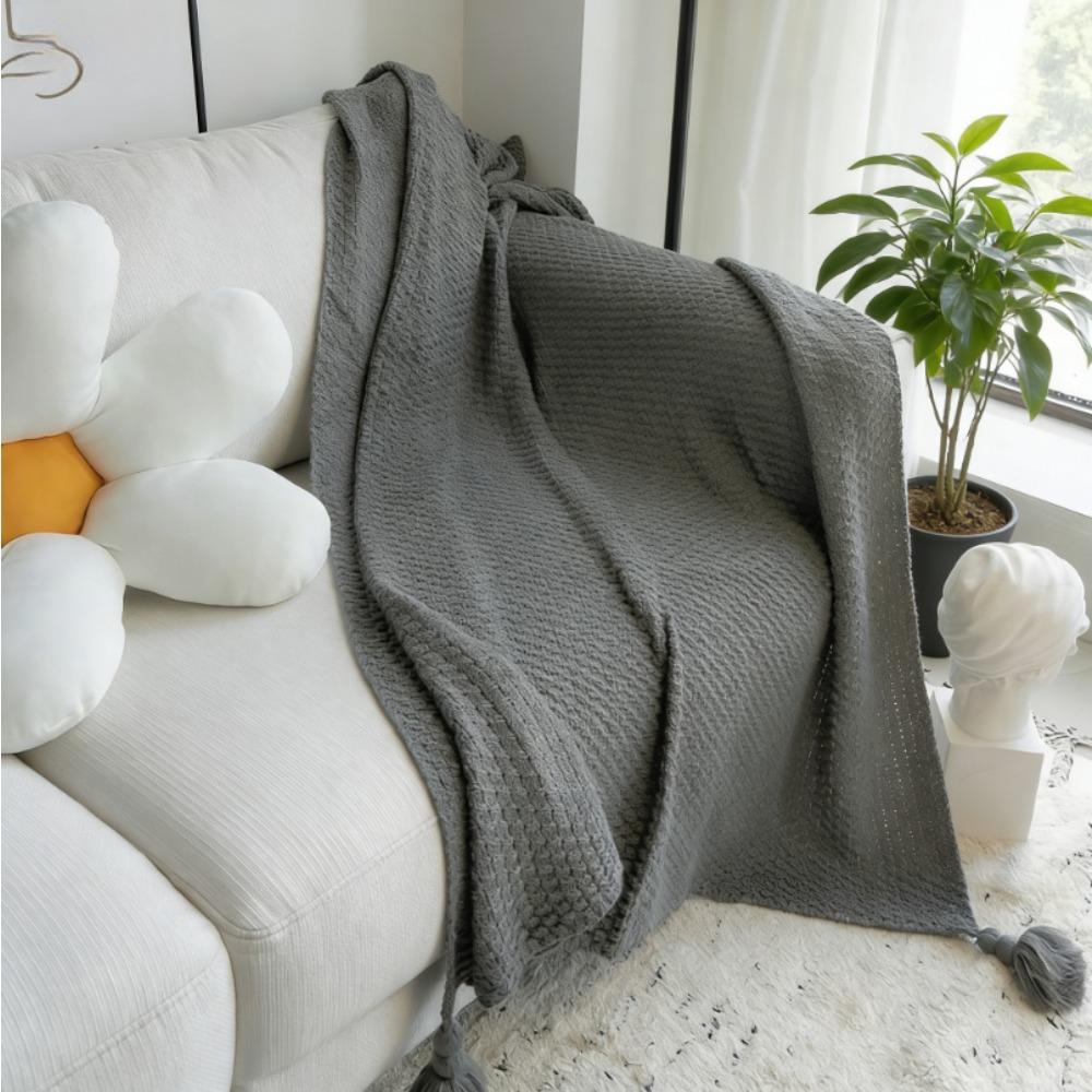 Fleece Blanket Soft Air Conditioning Sofa Throw Office Nap Knitted Small Blanket Shawl Bed Runner