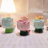 1pc 180ml Tulip Gradient Flower Hand-painted Water Cup Candle Stand Ceramic Mug Indoor Jewelry Box