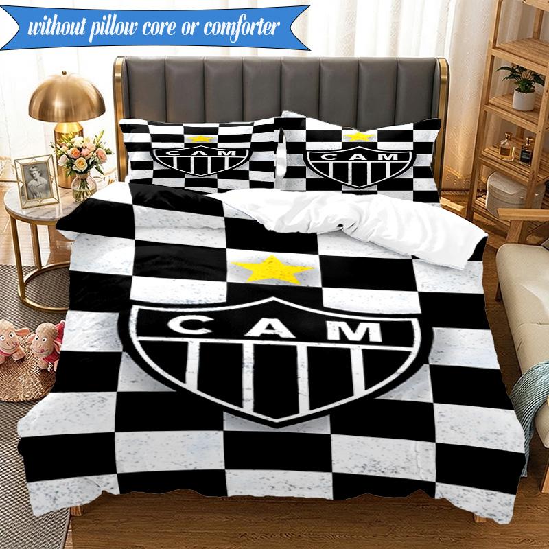 3PCS Clube Atlético Mineiro With Shield Soft Bedding Set,Including 1pc Duvet Cover And 2pcs Pillowcases Perfect for Bedroom, Dormitory, Fan gift