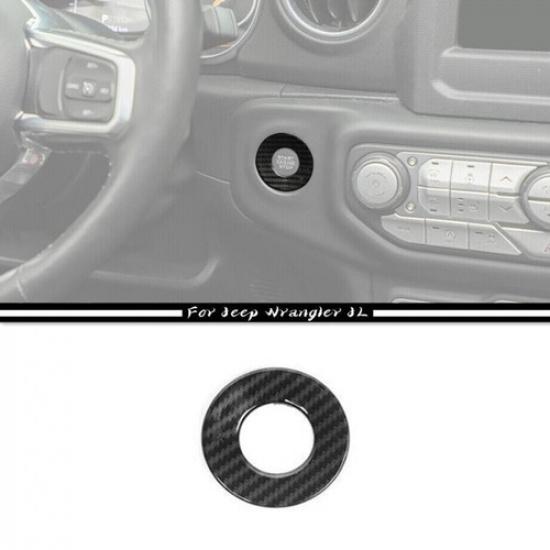 For 18-23 Jeep Wrangler JL Carbon Fiber Engine Start/Stop Button Trim Cover Ring