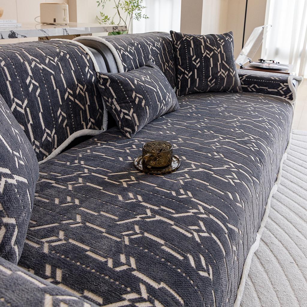 Chenille Sofa Cover for All Seasons Comfortable Straight Row Sofa Seat Cushion Anti Slip and Wrinkle Resistant Cover Cloth Towel