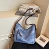 Schoolbag retro large capacity shoulder double shoulder tote messenger bag solid color commuting 1011 simple new fashion commuting leisure