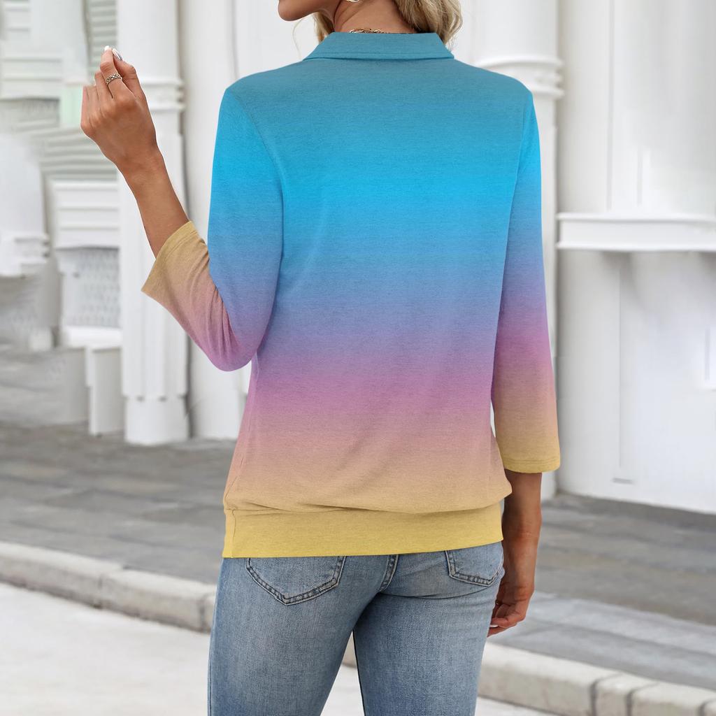 Women's Fashionable Casual Gradient Printed Top
