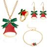 4PCS/Set Christmas Women Alloy Jewelry Set Santa Elk Bell Earrings Necklace Bracelet Decor Xmas Accessories Gift for Girl Women