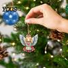 Hand Painted Wooden Tags Christmas Angel Hanging Pendants for Tree Decor, Rustic Farmhouse Holiday Decor Ornaments with Lanyard Party Window