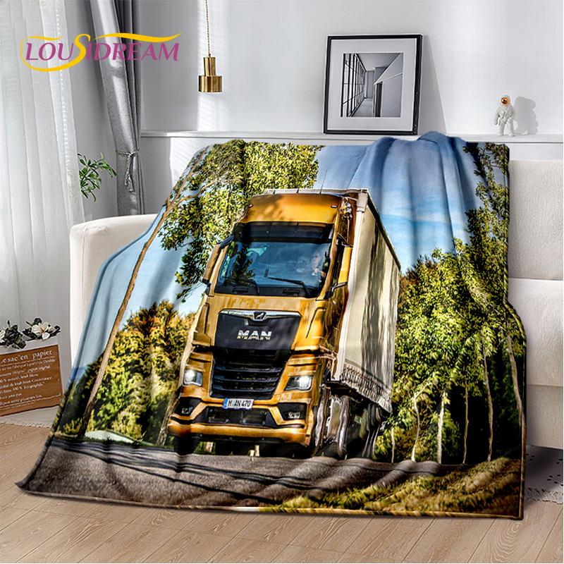 HD Man Truck Lorry 3D Printing Soft Flannel Blankets,Throw Blanket Comfortable Blanket for Picnic Beds Sofa Home Bedroom Gifts