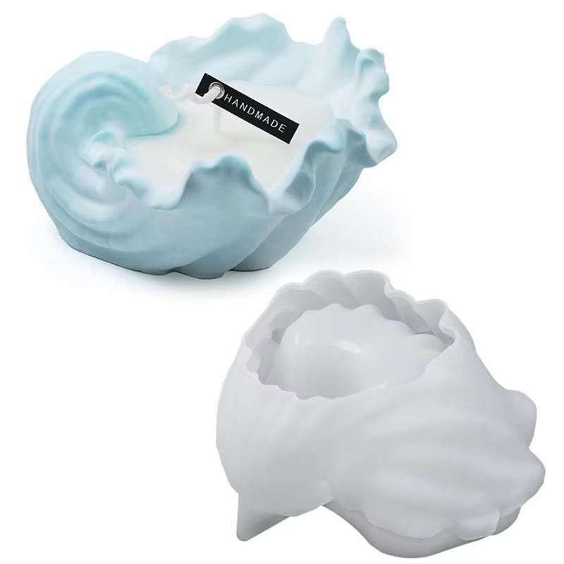 Moules en silicone pour bougies en forme de conque, style océan, pour fabrication de boîtes de rangement, de bijoux, de cire parfumée, faits à la main, pour décoration d'intérieur