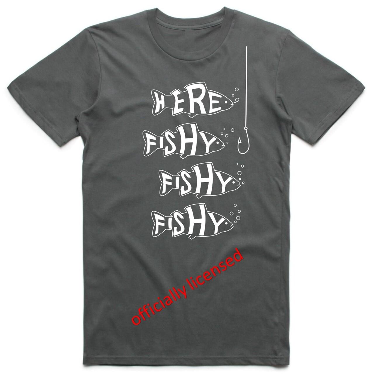Here Fishy Fishy Angling Fisherman Fishing Gift Funny Slogan T-Shirt Tee Top S разноцветный