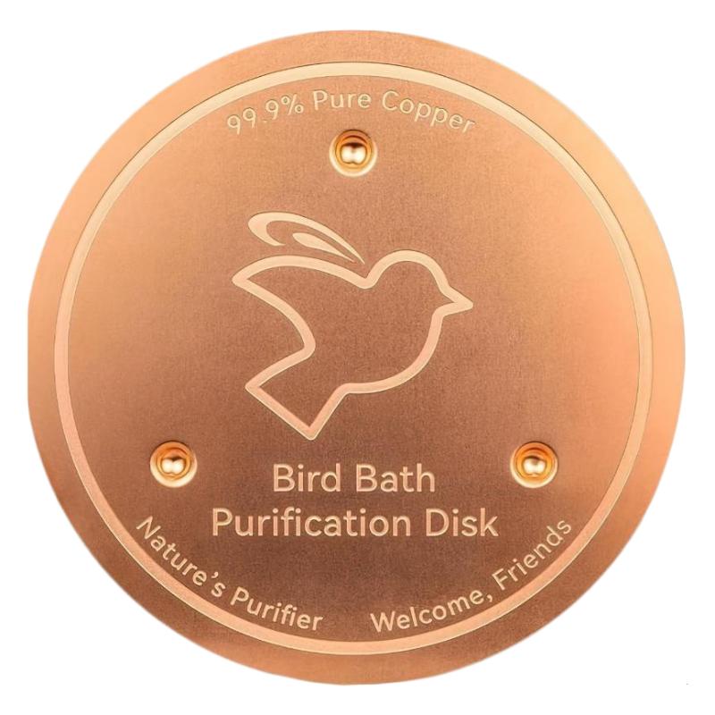 Copper Bird Bath Cleaner Disc 6+ Months Lifespan Physical Water Purifier for Outdoor Garden Bird Water Feeder