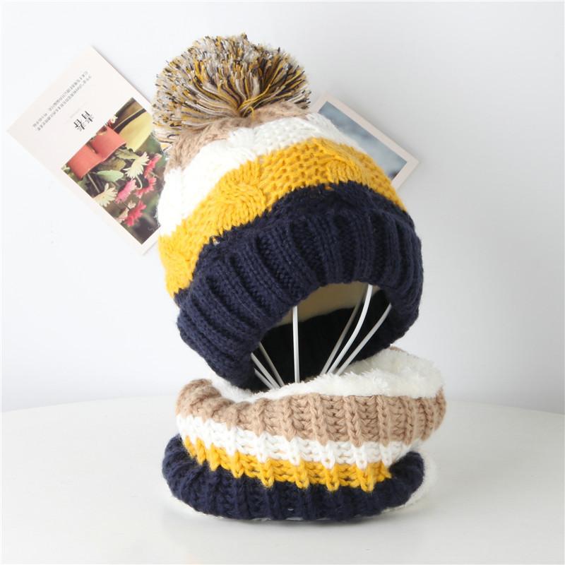 Wintermütze Schal Set Plüschwärmer Kinder Strickmütze Baby Jungen Mützen Kappe Halsschal Handschuh Anzug für Kinder Accessoires 5-12J