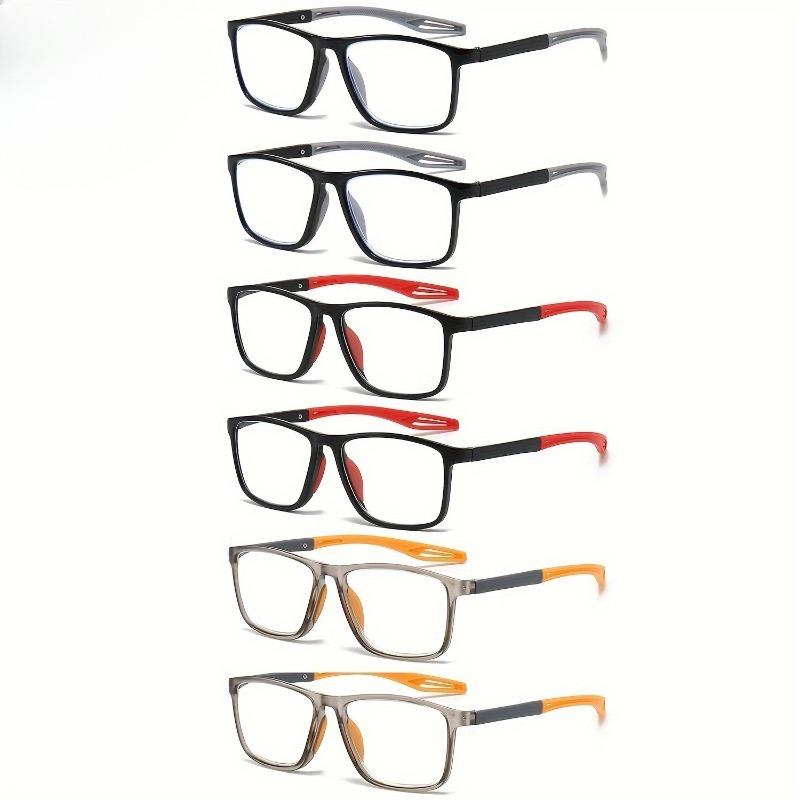 +100~+400 6er-Pack quadratische Vollrand-Lesebrillen mit modischem Kontrastfarbdesign für Damen und Herren