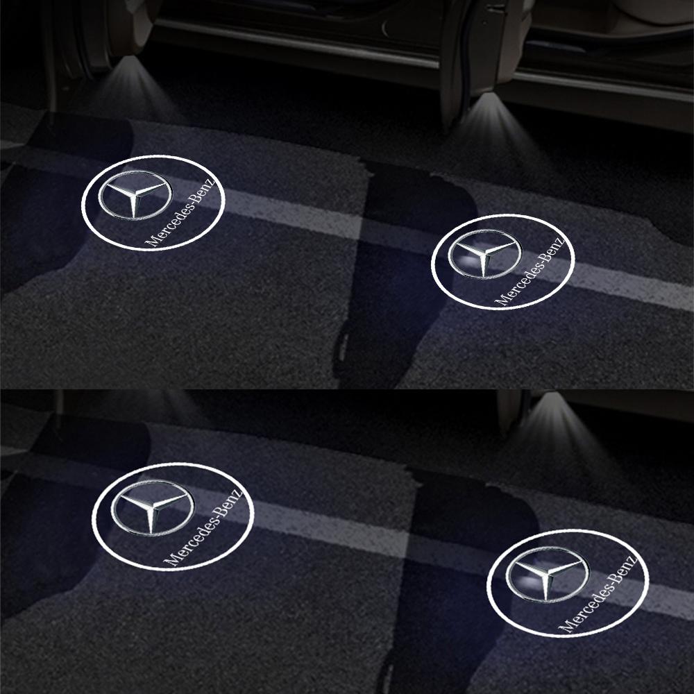 

Hot Car Sticker 4pcs Auto Badge Door Decoration Lamp Welcome Lights Wireless Laser Projector For Mercedes Benz AMG W204 W205 Sma