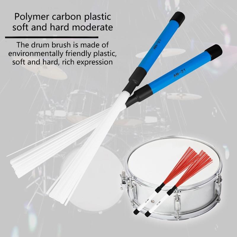 2Pcs Drum Brush Percussion Brushes Snare Brush Jazzes Drum Brushes Professional Nylon Wire Brush with Comfortable Handle