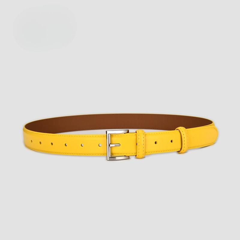 Genuine Leather Belt Jeans Belt Versatile Decorative Thin Belt Simple and Fashionable Coat Black Trousers Belt