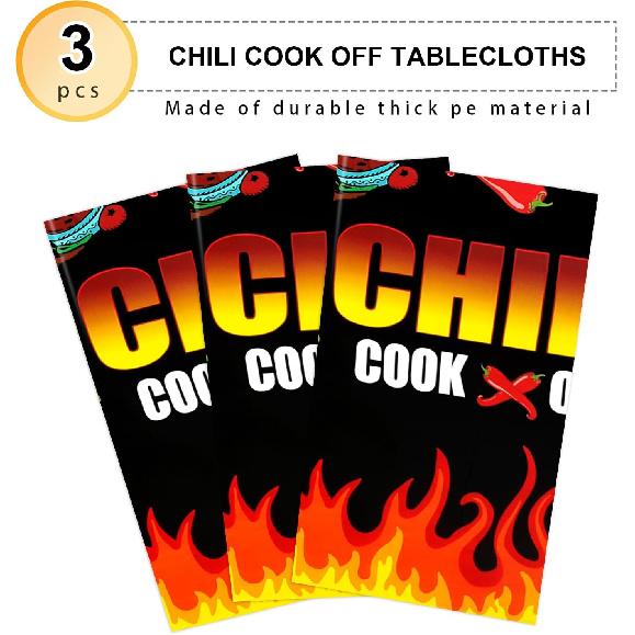 PHOGARY Chili Cook Off Tablecloth for Chili Cookoff Decor, Chili Pepper Tablecloths Disposable, Chili Cookoff Table Cloth Decorations for a Party,
