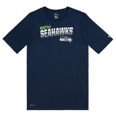 Camiseta NFL Colaboração Dri-Fit Seattle Seahawks Gola Redonda Secagem Rápida Fashion Manga Curta Tops Infantil Azul-Marinho 3Z1B7FBGN-SEA