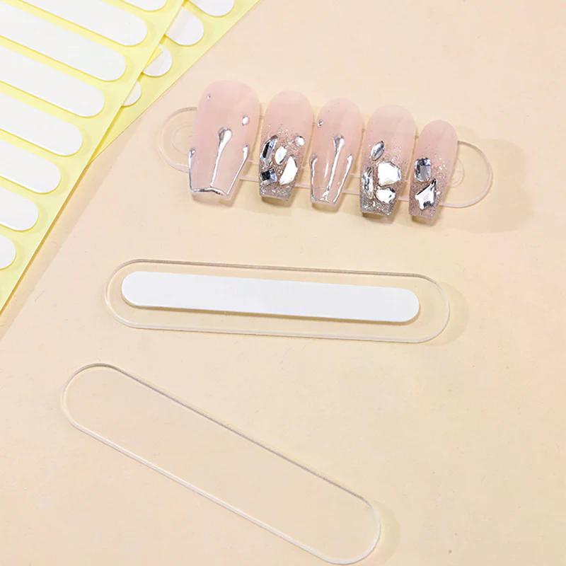 300pcs/10 Adhesive Sheet Double Sided Showing Shelf Nail Tips Self Removable Nail Art Display Stand Stickers