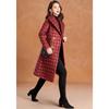 KABEIER Women's Red Waffle Lapel Padded Coat